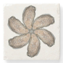 Oyster Flower Marble Coaster - Design D