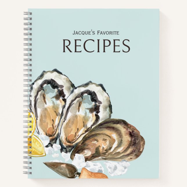 Oyster Love Recipe Journal - Ice Blue (Front)
