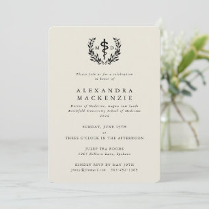 Oyster MD Asclepius + Laurel Wreath Graduation Invitation