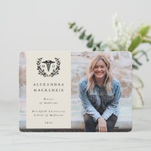 Oyster MD Doctor Caduceus+ Laurel Graduation Photo Announcement