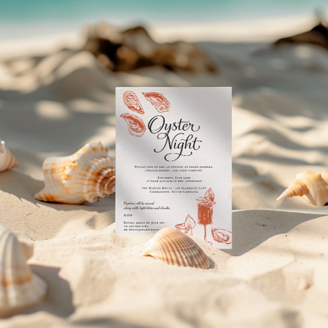 Oyster Night | Elegant Coastal Dinner Party Invitation (Creator Uploaded)