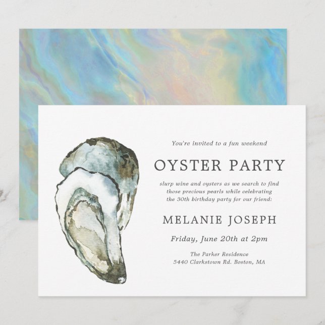 Oyster Pearl Birthday Party | Dual Oysters Invitation (Front/Back)