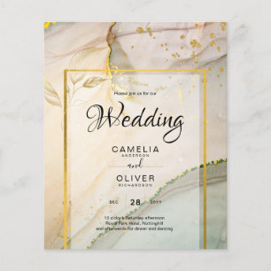 Oyster Pearl Gold WEDDING Alcohol Ink Abstract Flyer