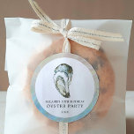 Oyster Pearl Party | Dual Oysters Classic Round Sticker<br><div class="desc">Personalised Oyster Pearl Party themed stickers for your next Oyster Pearl Party or seafood event. It features a watercolor styled illustration of wine and oysters.</div>