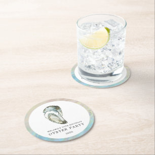 Oyster Pearl Party Dual Oysters Round Paper Coaster