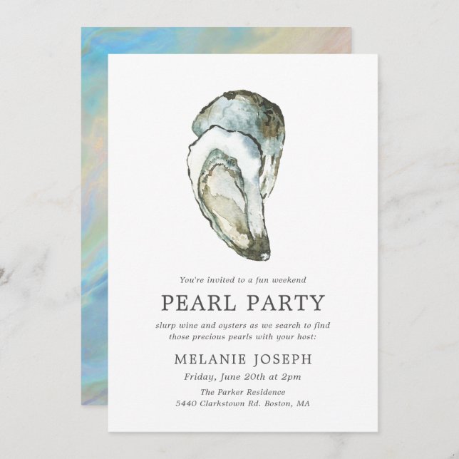 Oyster Pearl Party | Opal Style Invitation (Front/Back)