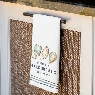 Oyster & Pearl Personalised Family Name Oyster Bar Tea Towel