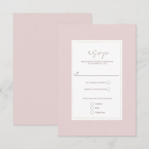 Oyster Pink & Gold Modern Minimal Wedding RSVP Card