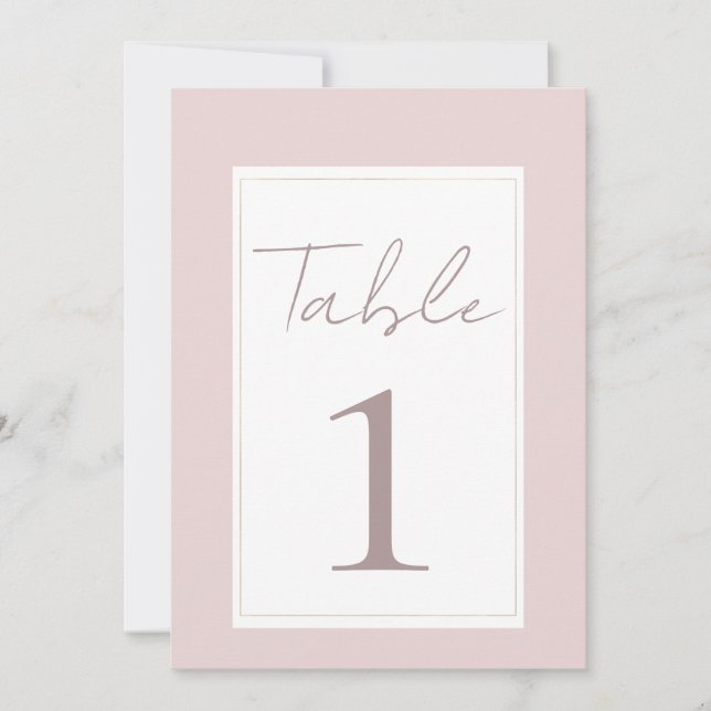 Oyster Pink & Gold Modern Wedding Table Number (Front)