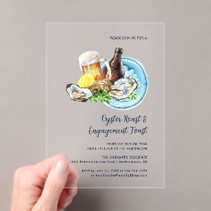 Oyster Roast and Engagement Toast Seafood Party Acrylic Invitations