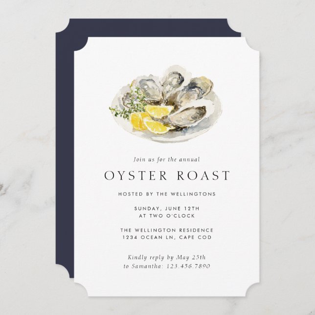 Oyster Roast Elegant Simple Seafood Party Invitation (Front/Back)