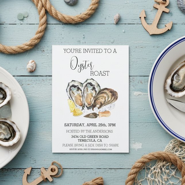Oyster Roast Invitation Watercolor Cookout  (Creator Uploaded)