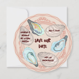 Oyster Roast Plate Wedding Save the Date Invitation