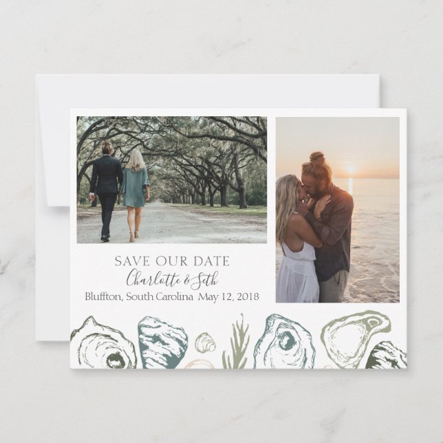 Oyster Save the Dates with Photographs Date (Front)