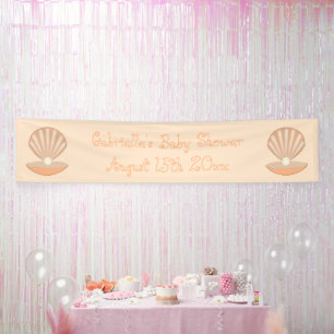 Oyster shell and Pearl Gender Neutral Baby Shower Banner
