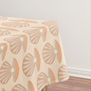 Oyster shell and Pearl Gender Neutral Baby Shower Tablecloth