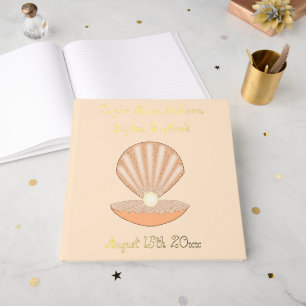 Oyster shell and Pearl Gender Neutral Baptism Guest Book