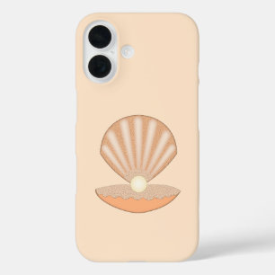 Oyster shell and Pearl Gender Neutral iPhone 16 Case