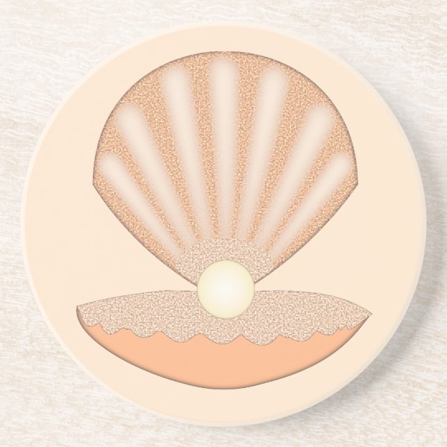 Oyster shell and Pearl Gender Neutral Coaster (Front)