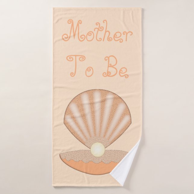 Oyster shell and Pearl Gender Neutral Custom Bath Towel (Bath Towel)