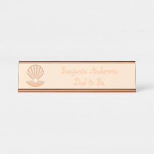 Oyster shell and Pearl Gender Neutral Custom Desk Name Plate