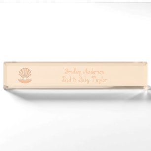 Oyster shell and Pearl Gender Neutral Custom Nameplate