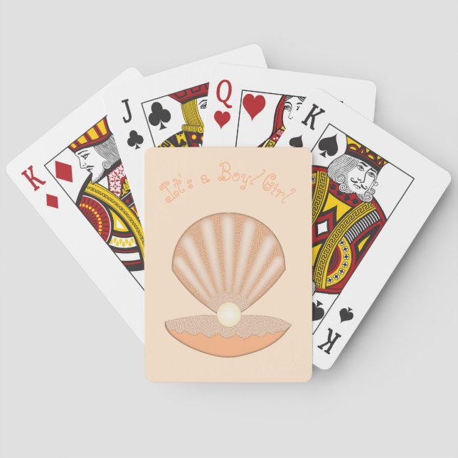 Oyster shell and Pearl Gender Neutral Custom Playing Cards (Back)