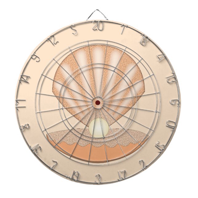 Oyster shell and Pearl Gender Neutral Dartboard (Front)