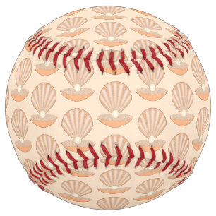 Oyster shell and Pearl Gender Neutral Patterned Softball
