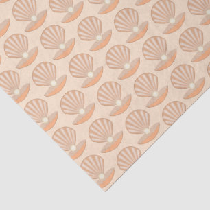 Oyster shell and Pearl Gender Neutral Patterned Tissue Paper