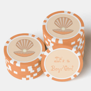 Oyster shell and Pearl Gender Neutral Poker Chips