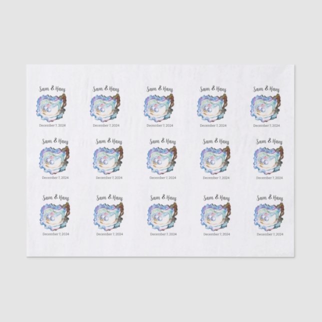 Oyster Shell Hearts Decoupage  Tissue Paper (Front)