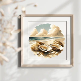 Oyster Shells on a Sandy Beach Poster
