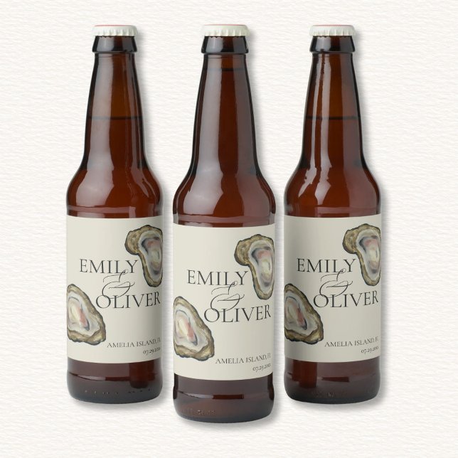 Oyster Shells Wedding  Beer Bottle Label (Creator Uploaded)