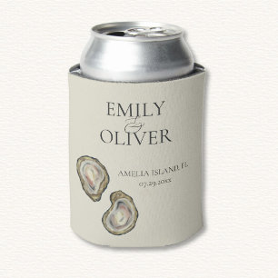 Oyster Shells Wedding  Can Cooler