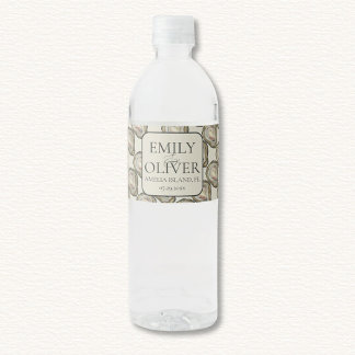Oyster Shells Wedding Water Bottle Label