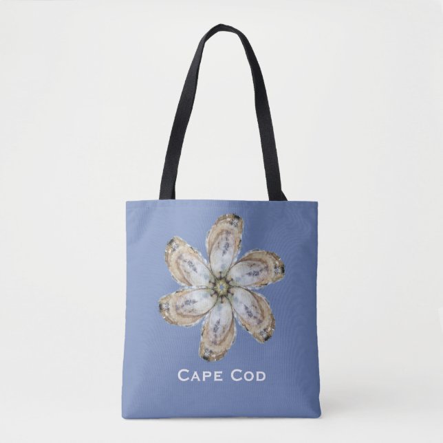 Oyster Tote Bag - Design A on Blue (Front)