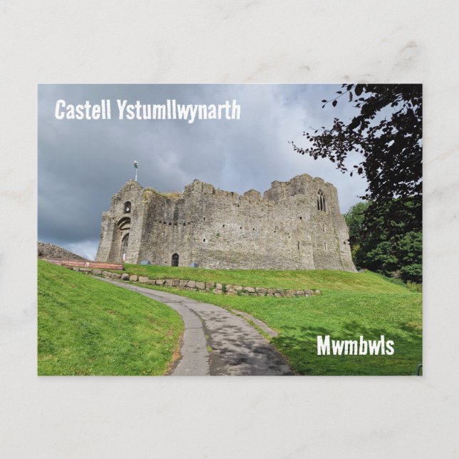 Oystermouth Castle / Castell Ystumllwynarth Postcard (Front)