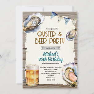 Oysters and beer party invitation