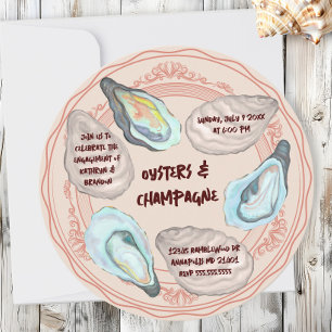Oysters and Champagne Wedding Engagement Party Invitation