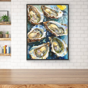 Oysters Art Coastal Kitchen Restaurants & Foodies Canvas Print