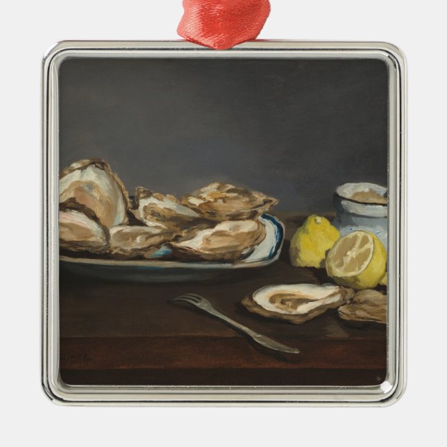 Oysters (by Edouard Manet) Metal Tree Decoration (Front)