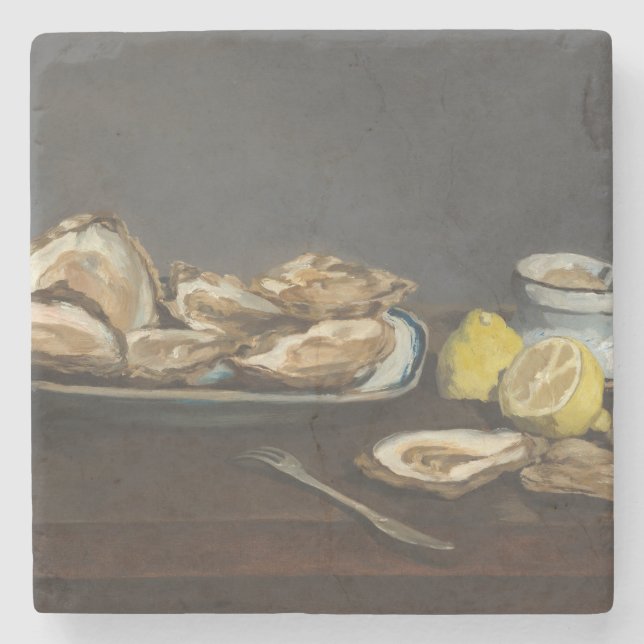 Oysters (by Edouard Manet) Stone Coaster (Front)