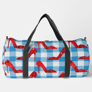oz blue gingham ruby slippers duffle bag