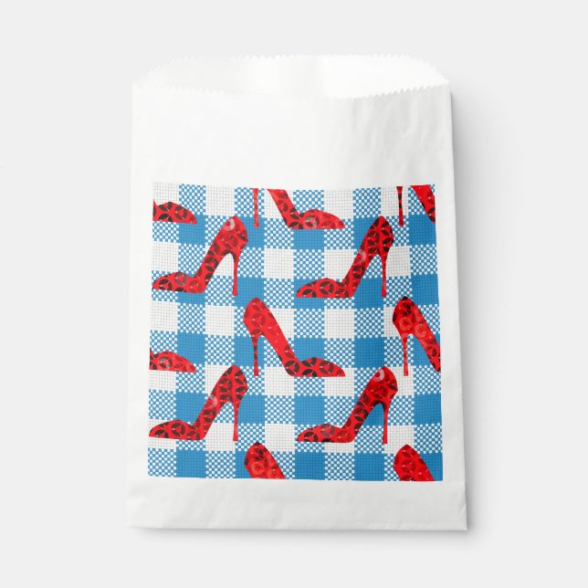 oz blue gingham ruby slippers favour bags (Front)