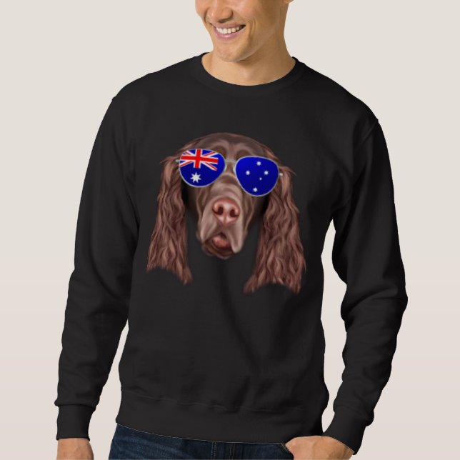 OZ Flag Field Spaniel Dog Australia Pocket Sweatshirt (Front)