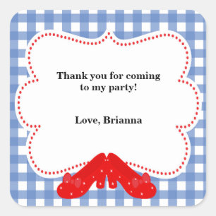 Oz Gingham Birthday Party Favour Sticker Labels
