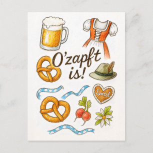 O'zapft Is! Festive Oktoberfest Celebration Holiday Postcard