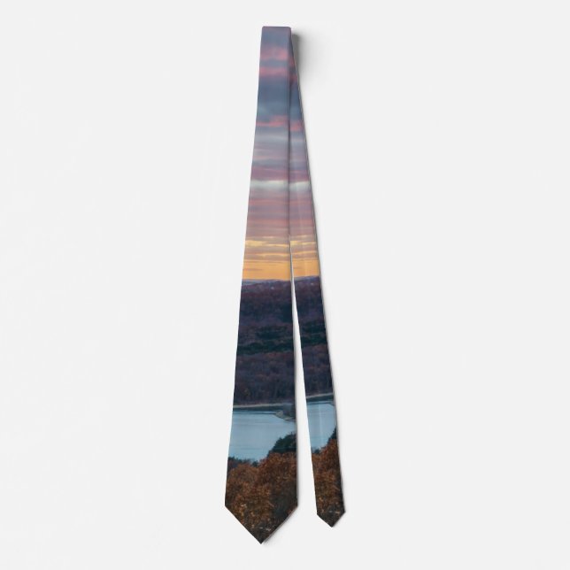 Ozark Mountains Autumn Sunset Neck Tie (Front)