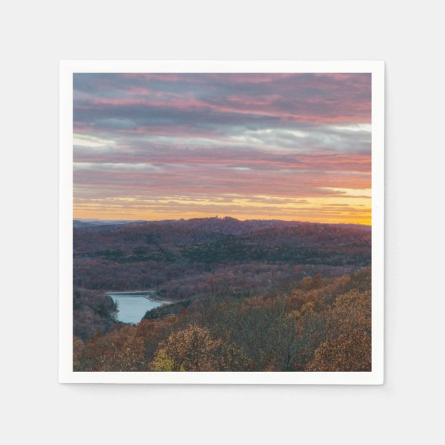 Ozark Mountains Autumn Sunset Paper Napkin (Front)